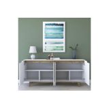 Buffet con 4 Puertas y Patas de Madera Resistente - Nogal-Blanco - 180x45x78,5cm