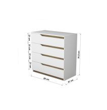 Cómoda de 4 Cajones Blanco y Nogal - 80x47x92 cm - Diseño Moderno.