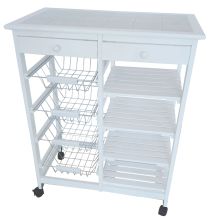 Verdulero frutero doble 4 cestas 4 baldas y 2 cajones color blanco 85x37x67