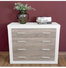 Meyvaser - Cómoda con 4 Cajones, Sinfonier,Colores Andersen y Pino Gris, Medidas: 60 cm (An) x 81.5 cm (Al) x 39.5 cm (Fon)