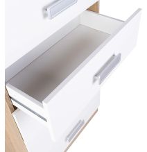 Meyvaser -Sinfonier 5 Cajones, Cómoda, Acabado en Roble y Blanco, Medidas: 60 cm (An) x 108,5 cm (Al) x 38 cm de (Fon)