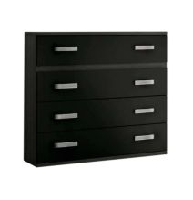 Cómoda 4 Cajones, Color Ceniza y Negro, Medidas: 89 cm (Largo) x 89,6 cm (Alto) x 39,6 cm de (Fondo) Meyvaser