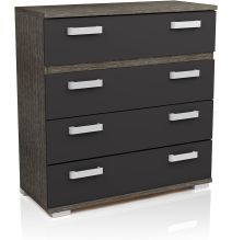Cómoda 4 Cajones, Color Ceniza y Negro, Medidas: 89 cm (Largo) x 89,6 cm (Alto) x 39,6 cm de (Fondo) Meyvaser