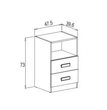 Mesita de noche - Dormitorio o Mesa Auxiliar Salón, Natural y Grafito Veteado, 47.5 x 73 x 39.6 Cm
