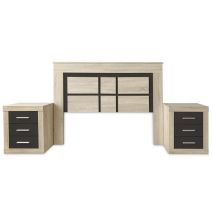 Cabezal para Cama de Matrimonio con patas, Color Cambria y Grafito, Medidas: 160 cm (Ancho) x 119,3 cm (Alto) x 3,8 cm (Fondo)