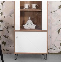 Vitrina Alta | 2 Puertas, Frentes en DM Lacado Blanco Mate | Medidas: 170,2 cm Alto x 40 cm Fondo x 68,4 cm Ancho