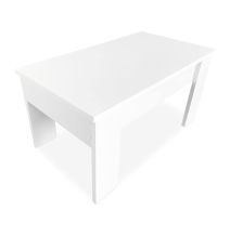 Mesa de Centro Elevable, Mesita de Salón o Comedor, Acabado en Color Blanco, Medidas: 90 cm (An) x 50 cm (Fon) x 46-57 cm (Al)