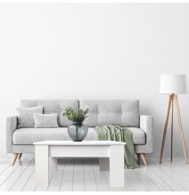 Mesa de Centro Elevable, Mesita de Salón o Comedor, Acabado en Color Blanco, Medidas: 90 cm (An) x 50 cm (Fon) x 46-57 cm (Al)