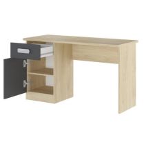 Mesa de Estudio, Escritorio con 2 Cajones, Mesa de Ordenador, Acabado en Color Blanco y Cambrian 70.8 x 120 x 49.8 cm