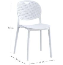 Pack 5 Sillas Cocina Color Blanco de plastico Polipropileno, Silla de Comedor Medidas: 40 cm (Anc) x 55 cm (Lar) x 80 cm (Al)
