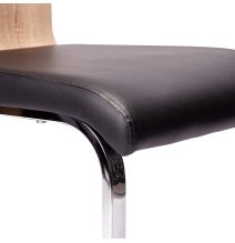 Pack 4 sillas de Comedor, Acabado en símil Piel Color Negro y Madera, Medidas: 44 cm (An) x 57 cm (Lar) x 97 cm (Al)