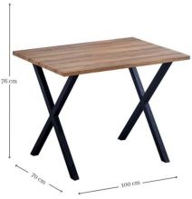 Conjunto Mesa y Sillas Comedor/Cocina: Mesa madera y Patas Metálicas En Negro (76x100x70 Cm) + 5 Sillas (80x40x55 Cm)
