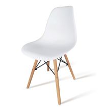 Pack 4 Sillas de Comedor, Sillas Cocinas, Acabado en Blanco y Madera, Medidas: 45 cm (Ancho) x 53 cm (Largo) x 83 cm (Alto)