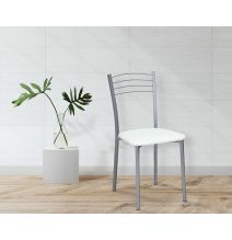 Pack de 4 Sillas Modernas para Cocina y Comedor – Metálicas Gris y Blanco, Dimensiones: 40 x 41 x 85 cm.