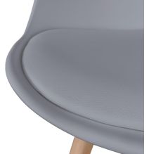 Pack de 4 Sillas para Comedor, Cocina o Salón – Simil Piel Gris y Madera, Medidas: 48 cm x 45 cm x 84 cm.
