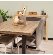 Pack de 4 Sillas Tapizadas para Salón – Acabado Marengo con Patas Cromadas de Aluminio, Medidas: 42,5 cm x 52 cm x 99 cm