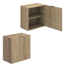 Meyvaser Mueble de salón y TV Conjunto muebles de salón apilable 270 Cm Ancho Color madera y blanco