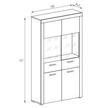 Mueble de Comedor, Mueble Salón, Acabado en Color Cañón, Medidas: 235 cm (Ancho) x 177 cm (Alto) x 41,4 cm (Fondo)