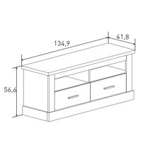 Mueble de Comedor, Mueble Salón, Acabado en Blanco y Cambria, Medidas: 326 cm (Ancho) x 174,7 cm (Alto) x 41,8 cm (Fondo)