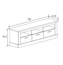 Mueble de Comedor, Mueble Salón, Acabado en Blanco y Cambria, Medidas: 305 cm (Ancho) x 174,7 cm (Alto) x 41,8 cm (Fondo)