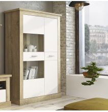 Mueble de Comedor, Mueble Salón, Acabado en Blanco y Cambria, Medidas: 305 cm (Ancho) x 174,7 cm (Alto) x 41,8 cm (Fondo)