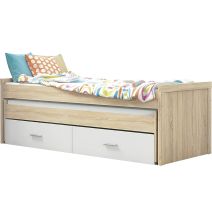Cama Nido Juvenil con Dos Camas y Dos Cajones - Dormitorio en Cambria y Blanco - 200,5 x 98 x 72 cm
