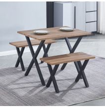 Mesa Comedor Madera, Patas metálicas Negras, Mesa Rectangular, Medidas 100 cm (Largo) x 70 cm (Ancho) 76 cm (Alto)