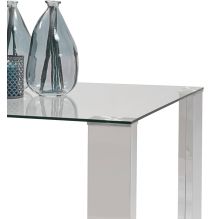 Mesa de Comedor con Tapa de Cristal Templado | Patas Metálicas | Dimensiones: 140 x 90 x 76 cm (Largo x Ancho x Alto)