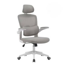 Silla de Oficina Ergonómica en Tejido 3D Gris con Reposacabezas Regulable y Refuerzo Lumbar - Medidas 65x55x114-124 cm