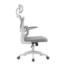 Silla de Oficina Ergonómica en Tejido 3D Gris con Reposacabezas Regulable y Refuerzo Lumbar - Medidas 65x55x114-124 cm