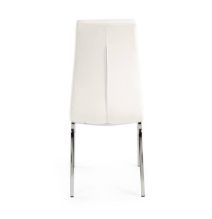 Juego de 4 Sillas Tapizadas en Símil Piel Blanco con Patas Cromadas, Asiento y Respaldo Ergonómicos- Medidas 43x63x97 cm
