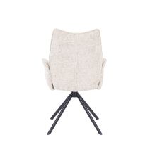 Juego de 2 Sillas con Brazos Tapizadas en Tela Beige y Patas en Acabado Negro, Mecanismo Giratorio 180º-  Medidas 63x62x93 cm