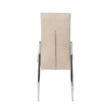 6 Sillas Tapizadas en Tela Beige con Asiento y Respaldo Acolchados, Patas Cromadas - Medidas 45x46x100 cm