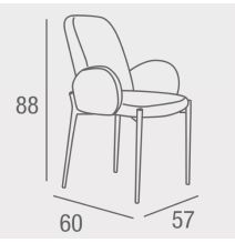 Juego de 2 Sillas con Brazos Tapizadas en Tela Blanca y Patas Metálicas Negras - Medidas 60x57x88 cm