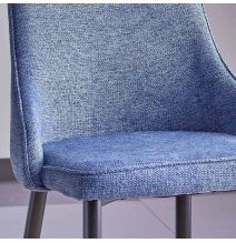 Juego de 4 Sillas Tapizadas en Tela Gris Repelente al Agua con Patas Metálicas en Acabado Negro - Medidas 96x56x40 cm