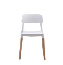 Pack de 4 Sillas Blancas con Patas de Madera de Haya, Asiento de Polipropileno,  Altura de 45 cm, Medidas Totales 42.5x48x76 cm