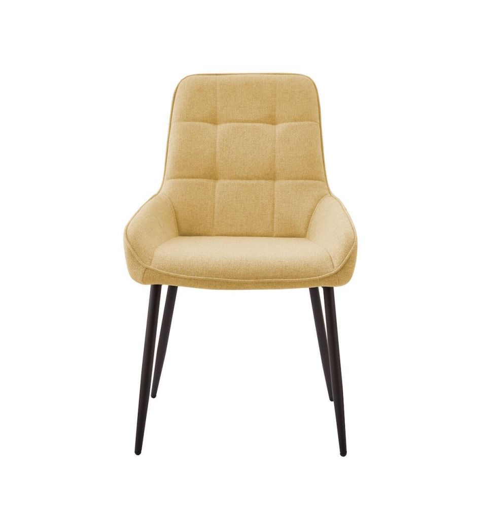 Pack de 4 Sillas Tapizadas en Tela Mostaza con Tratamiento Easy Clean, Asiento Reforzado Medidas 54x55x88 cm