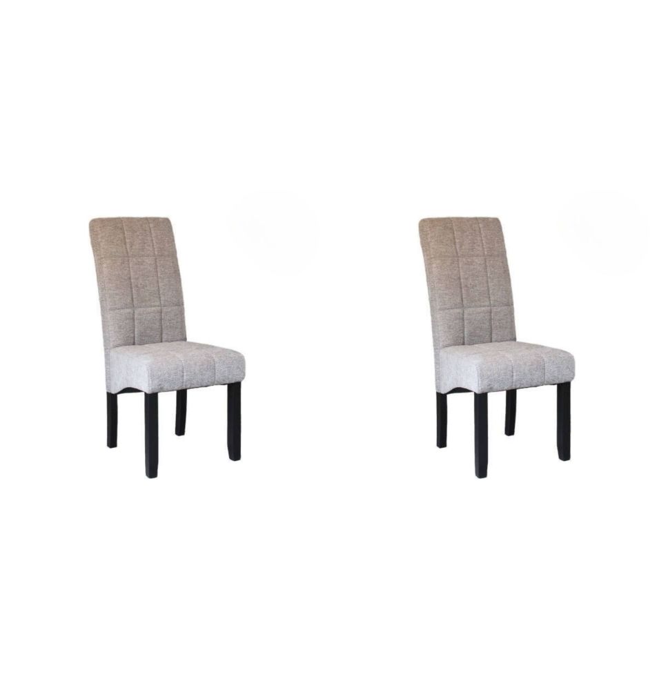 Pack de 2 Sillas Tapizadas en Tela Gris con Patas Negras, Acolchado Cuadrado en Respaldo y Asiento, Medidas 47x62x106.5 cm