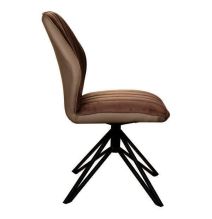 Pack de 2 Sillas con Respaldo y Asiento Tapizados en Tela Marron, Pata Metálica en Acabado Negro Mate, Medidas 62,5x52x93 cm