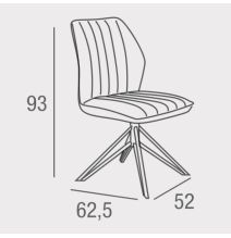 Pack de 2 Sillas con Respaldo y Asiento Tapizados en Tela Marron, Pata Metálica en Acabado Negro Mate, Medidas 62,5x52x93 cm