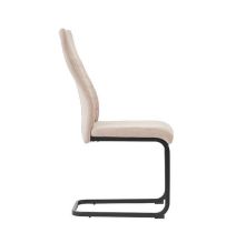 Pack de 4 Sillas de Madera con Relleno de Espuma, Tapizadas en Tela Beige, Patas Metálicas Negras, Medidas 44x60x99 cm