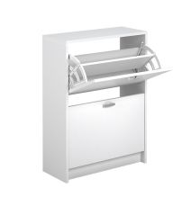 Zapatero Recibidor Blanco – Mueble Auxiliar Estrecho con 2 Puertas | Capacidad 12 Pares | 81,6 x 60 x 25 cm