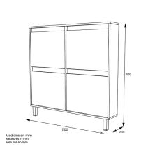 Zapatero de Melamina Roble/Blanco – 4 Puertas Abatibles | Gran Capacidad | 110 x 110 x 20 cm