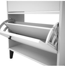 Mueble Zapatero Blanco con 2 Puertas y 1 Cajón | 61,1 x 110 x 25 cm