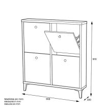 Zapatero de Melamina con 4 Puertas | Capacidad 8 Pares | 101 x 90 x 20 cm