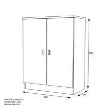 Armario Bajo de Cocina con 2 Puertas – Color Blanco – 60 x 80 x 34 cm