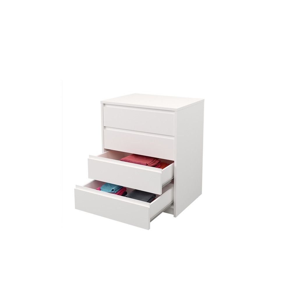 Cómoda Cajonera 4 cajones acabado en blanco. 74cm(alto) 60cm(ancho) 45cm(fondo)