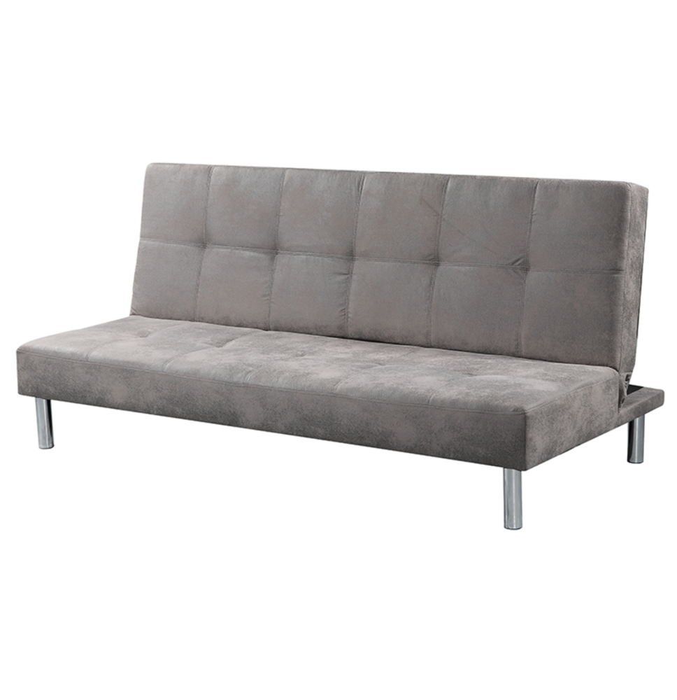 Sofá Cama 3 Plazas de Diseño Moderno, Estructura de Madera, Tapizado Color Cemento, 188x88x88 cm