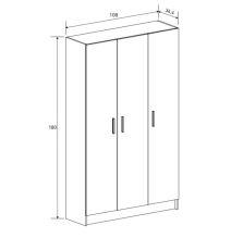 Mueble multiusos Armario Auxiliar Color Mauvella– 3 Puertas, 4 Baldas y Espacio para Escoba, Madera, Dimensiones 108x180x35 cm.