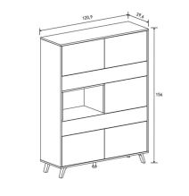 Conjunto de Salón Mueble Completo: Bajo TV, Vitrina, Estantería Decorativa y 2 Estantes - Color Mauvella Rayas
